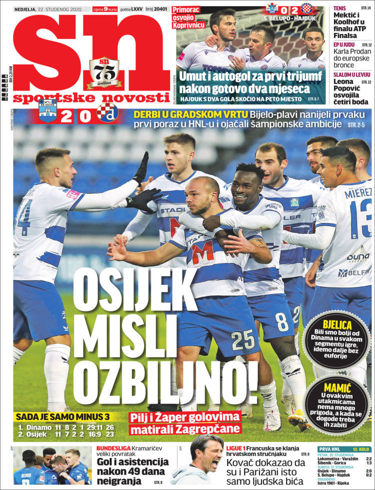 Portada de Sportske Novosti (Croacia)