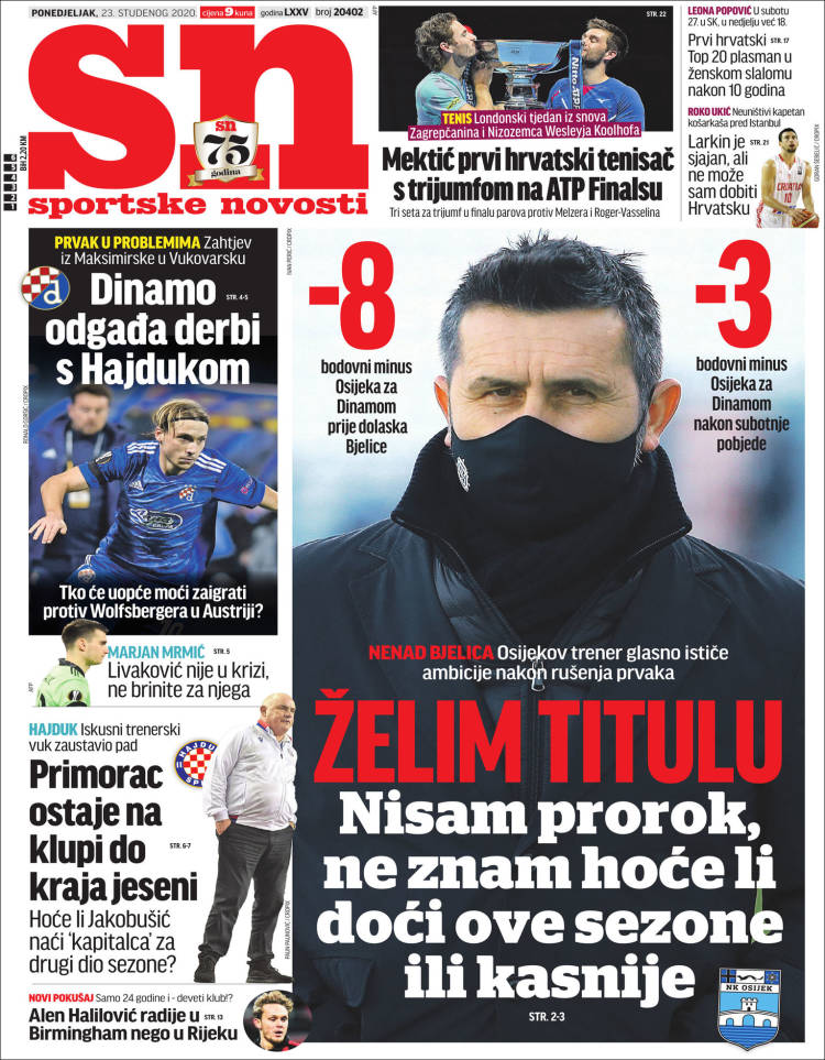 Portada de Sportske Novosti (Croacia)