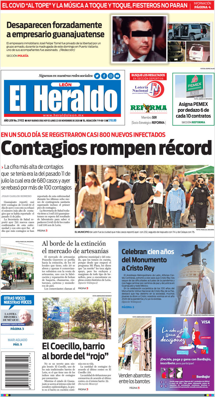 Portada de El Heraldo de León (México)