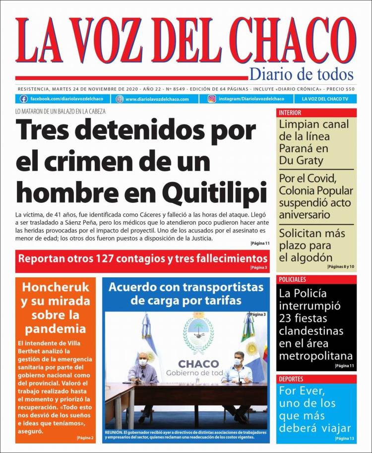 Portada de La Voz del Chaco (Argentina)