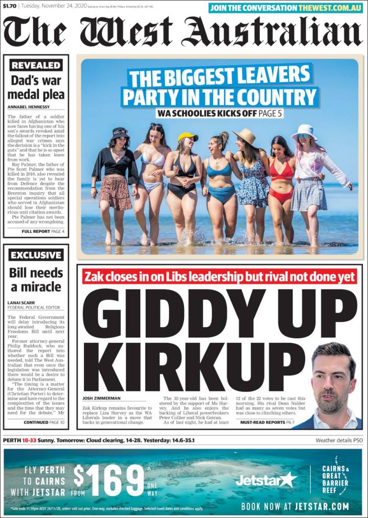 Portada de The West Australian (Australia)