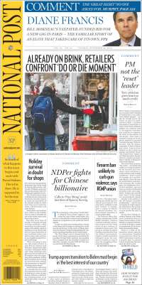 Portada de The National Post (Canadá)