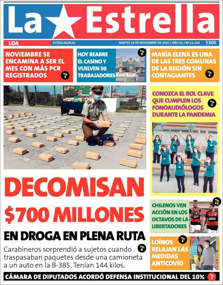 Portada de La Estrella de Loa (Chile)