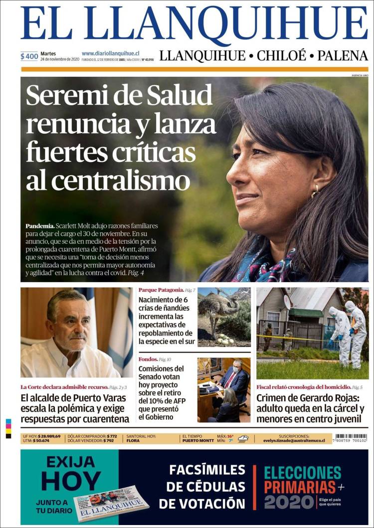 Portada de El Llanquihue (Chile)