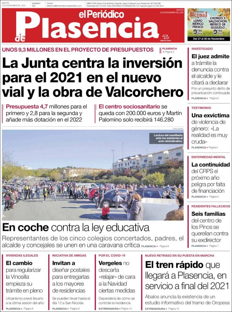 Portada de El Periódico de Extremadura (España)