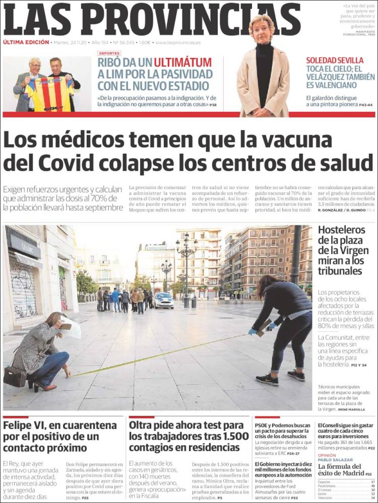 Portada de Las Provincias (España)