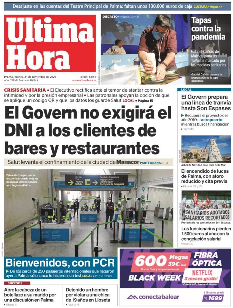 Portada de Última Hora (España)