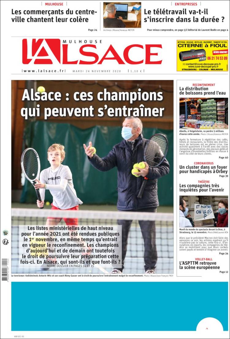 Portada de Journal L'Alsace (Francia)