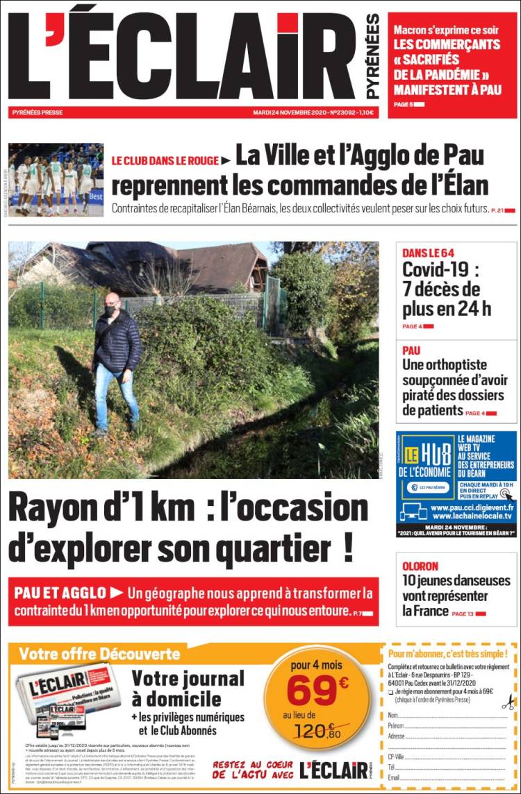 Portada de L'Eclair des Pyrénées (Francia)