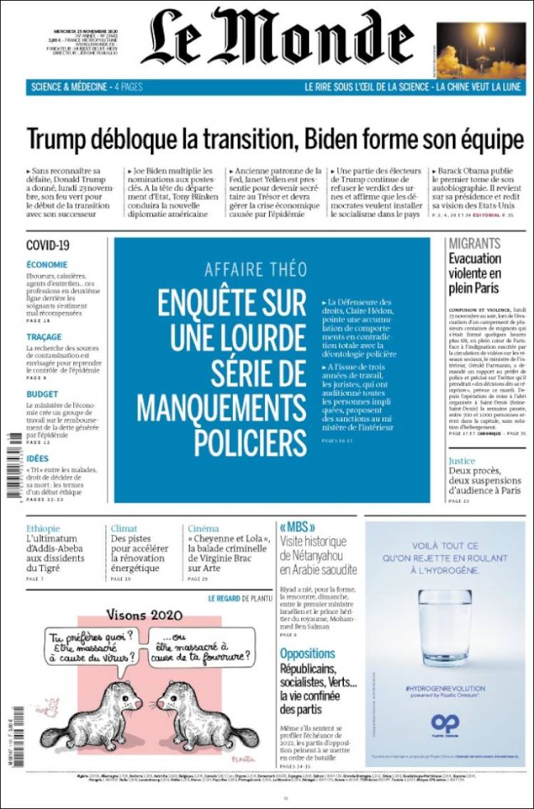 Portada de Le Monde (Francia)