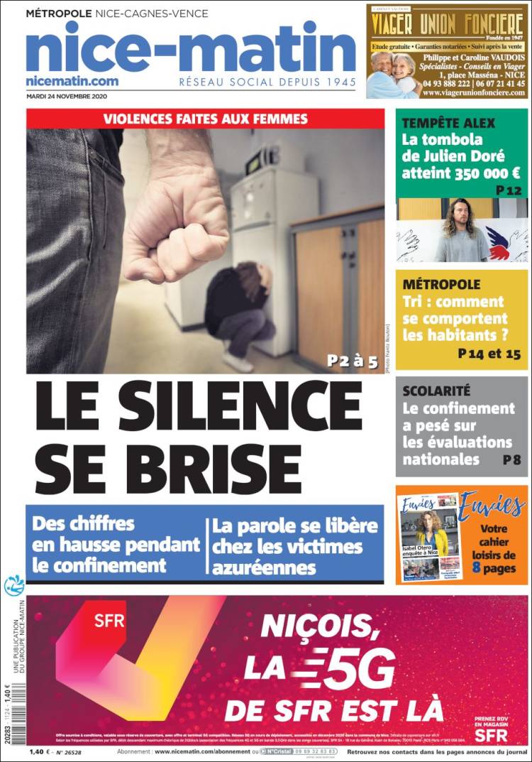 Portada de Nice-Matin (Francia)