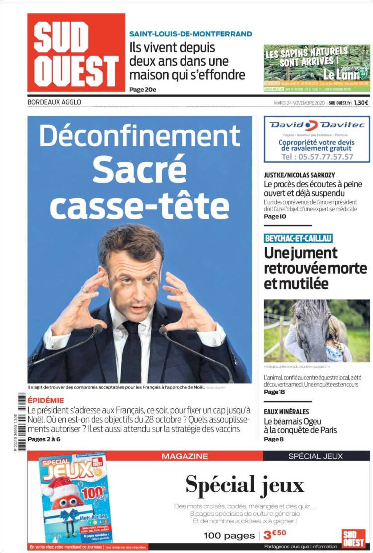 Portada de Sud Ouest (Francia)