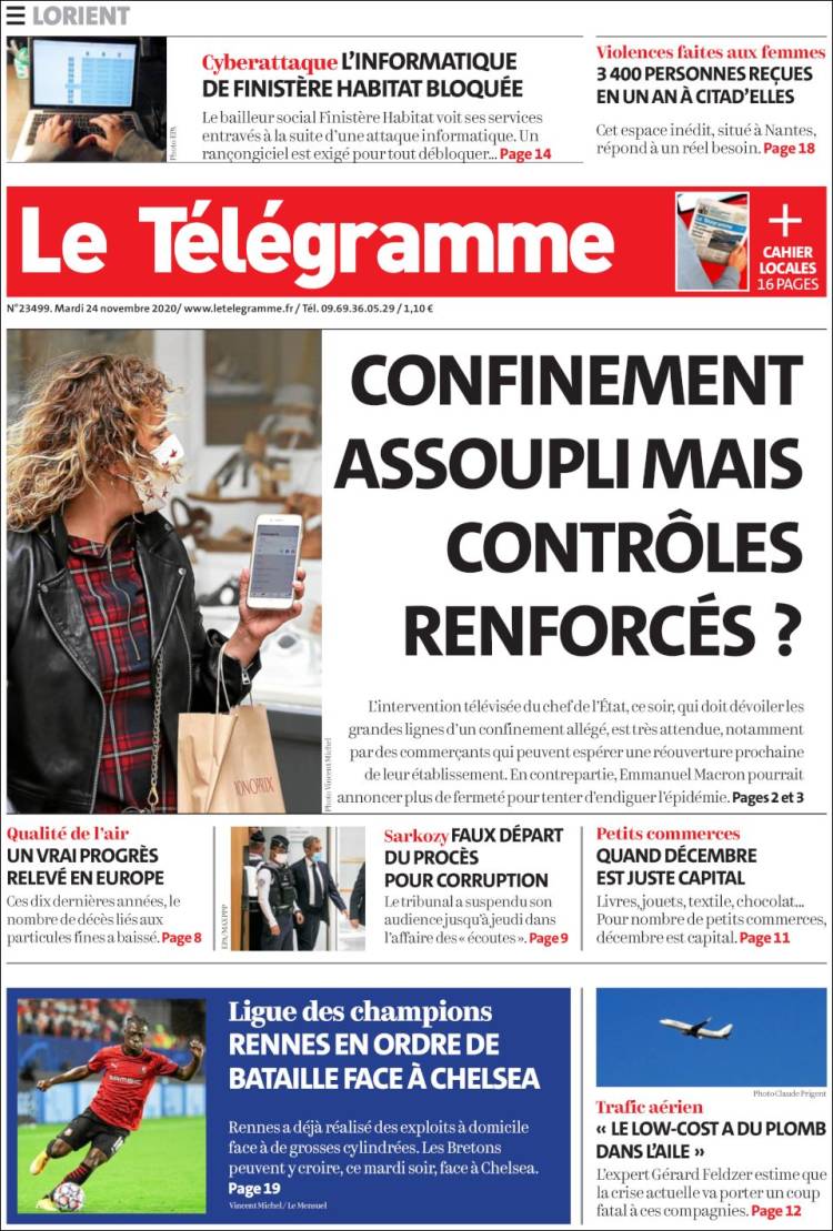 Portada de Télégramme (Francia)