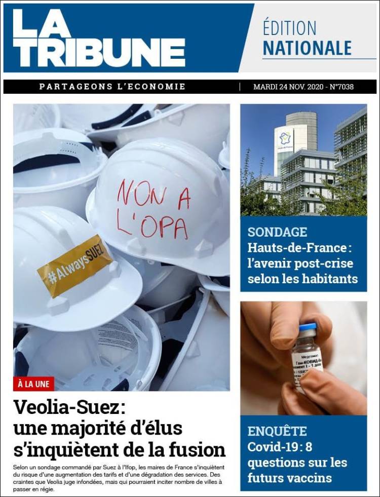 Portada de La Tribune (Francia)