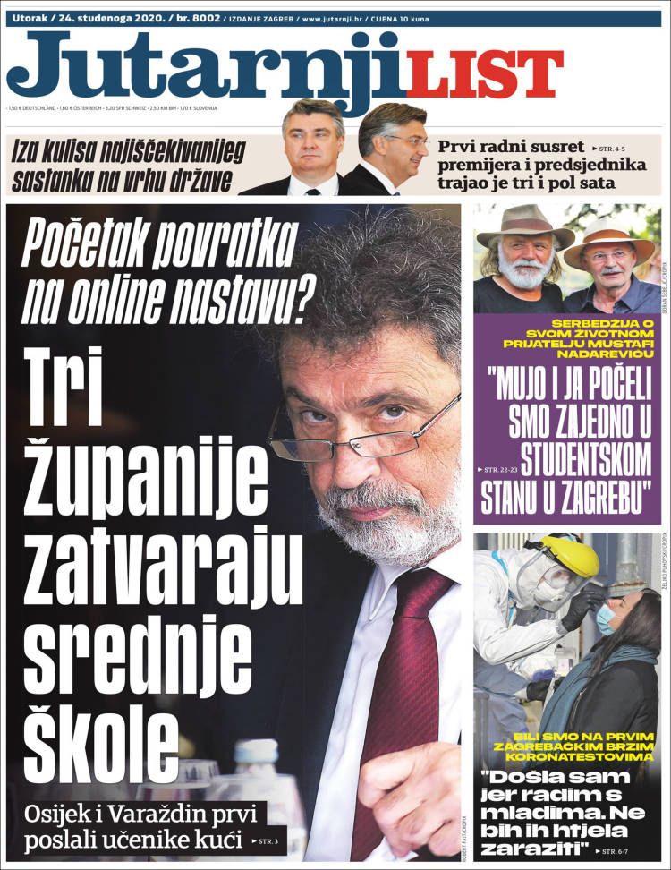 Portada de Jutarnji List (Croacia)
