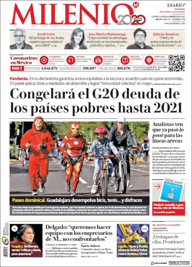 Portada de Milenio (M&eacute;xico)