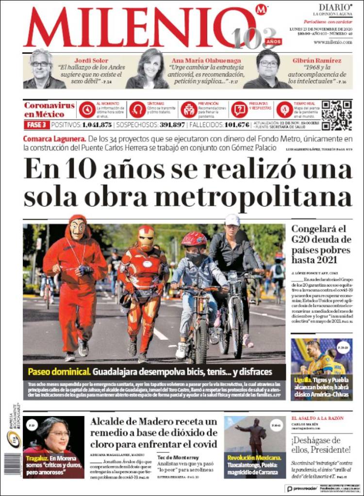 Portada de Milenio - Laguna (M&eacute;xico)