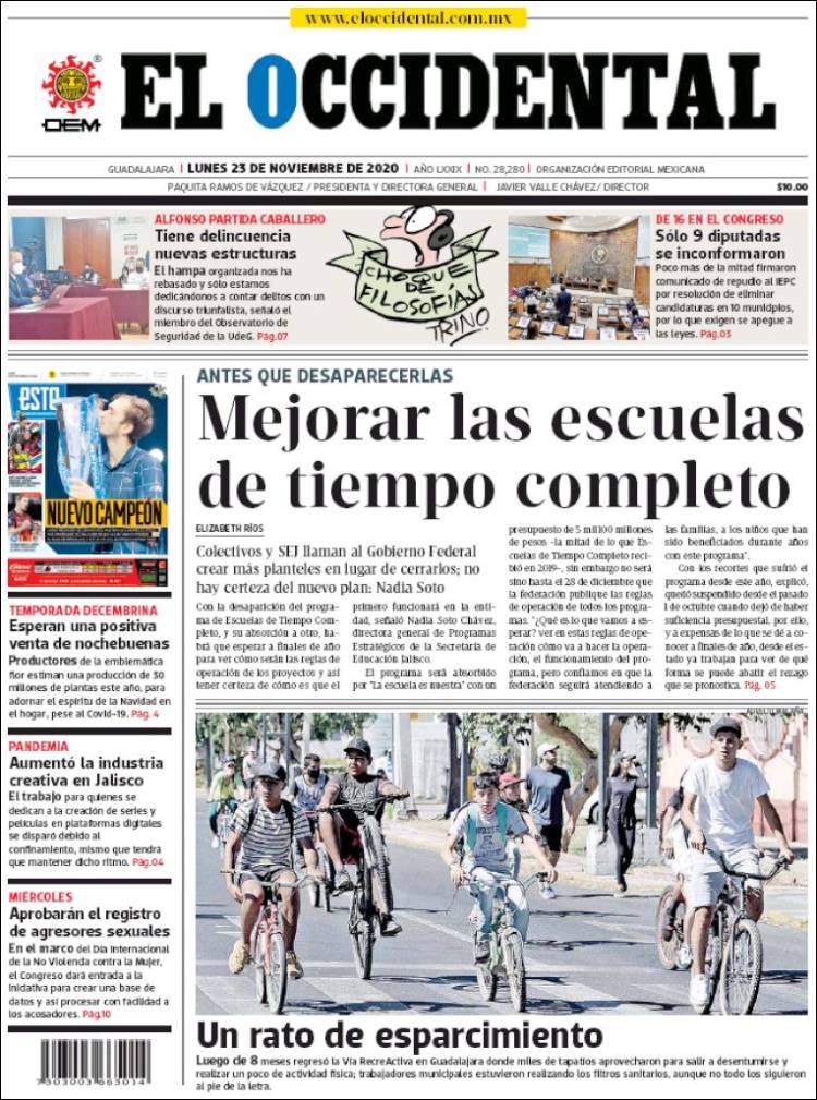 Portada de El Occidental (M&eacute;xico)