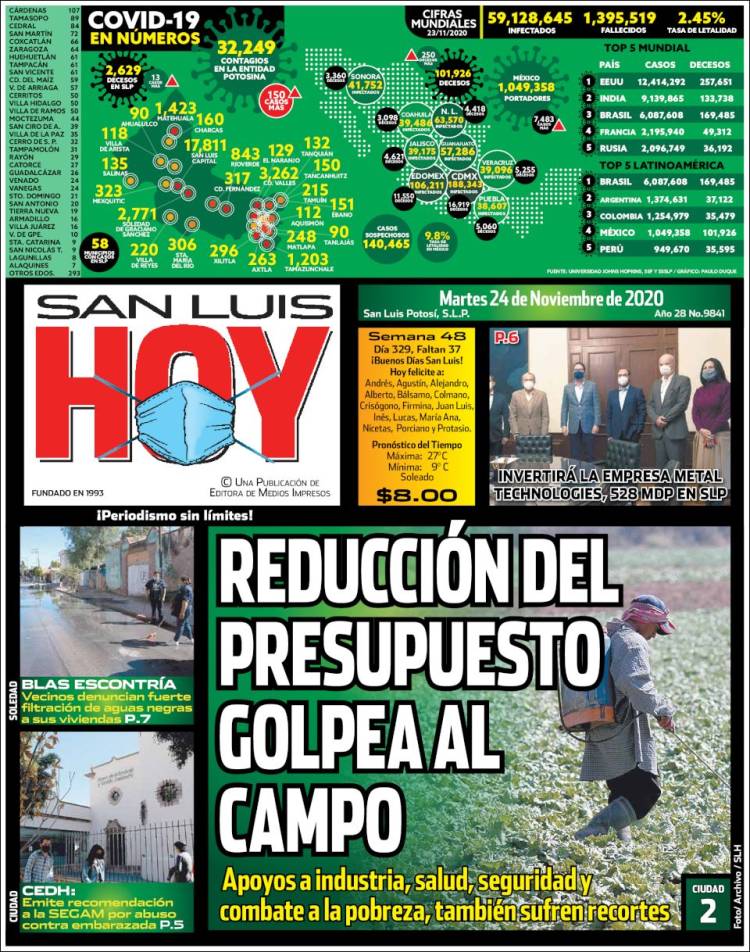 Portada de San Luis Hoy (M&eacute;xico)