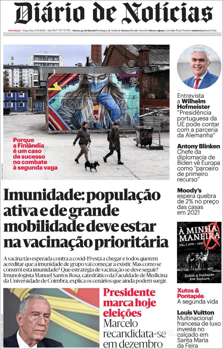 Portada de Diário de Noticias (Portugal)