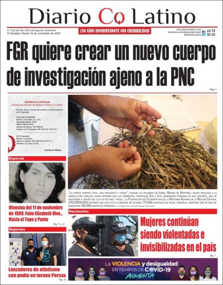 Portada de Diario Co Latino (El Salvador)