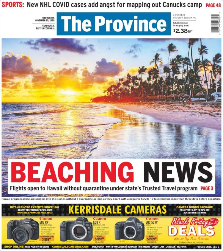 Portada de The Province (Canadá)