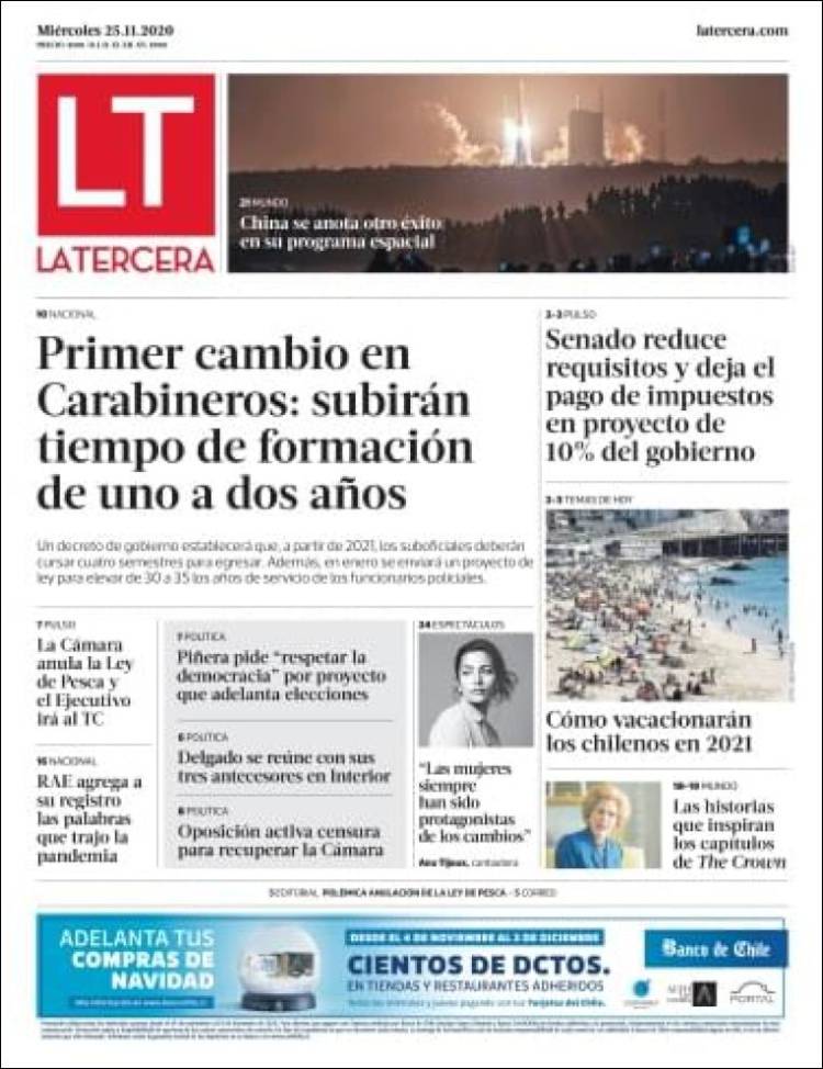 Portada de La Tercera (Chile)