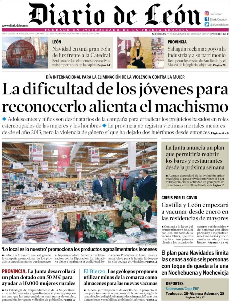 Portada de Diario de León (España)