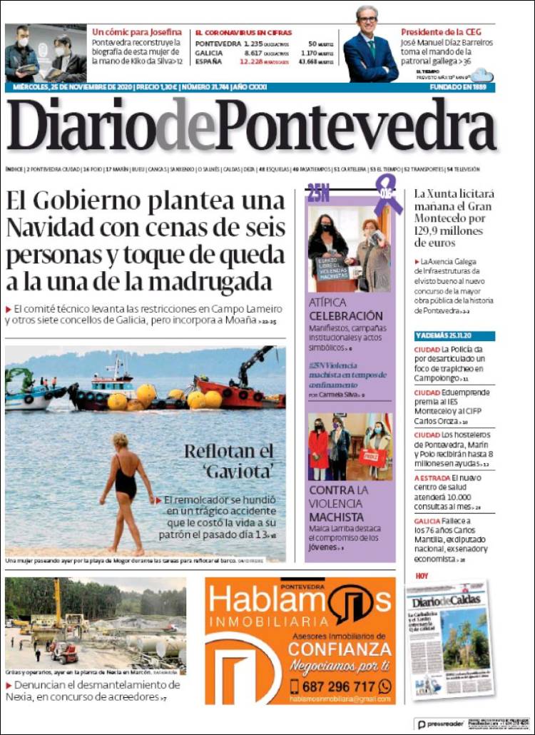 Portada de Diario de Pontevedra (España)