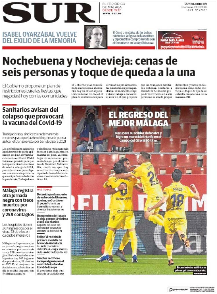 Portada de Diario el Sur (España)