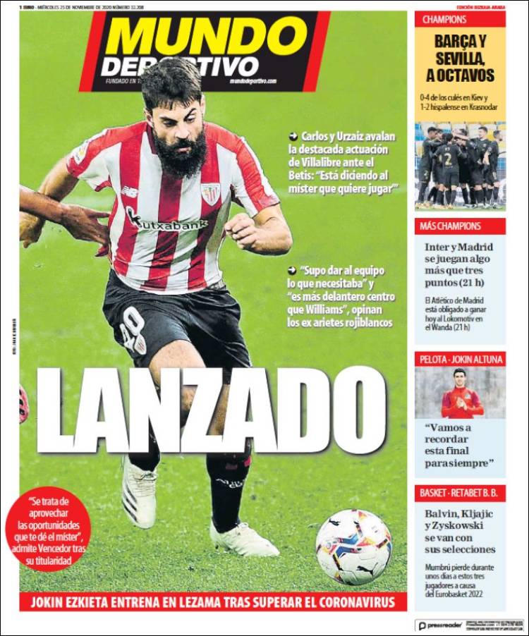 Portada de Mundo Deportivo Bizkaia (España)