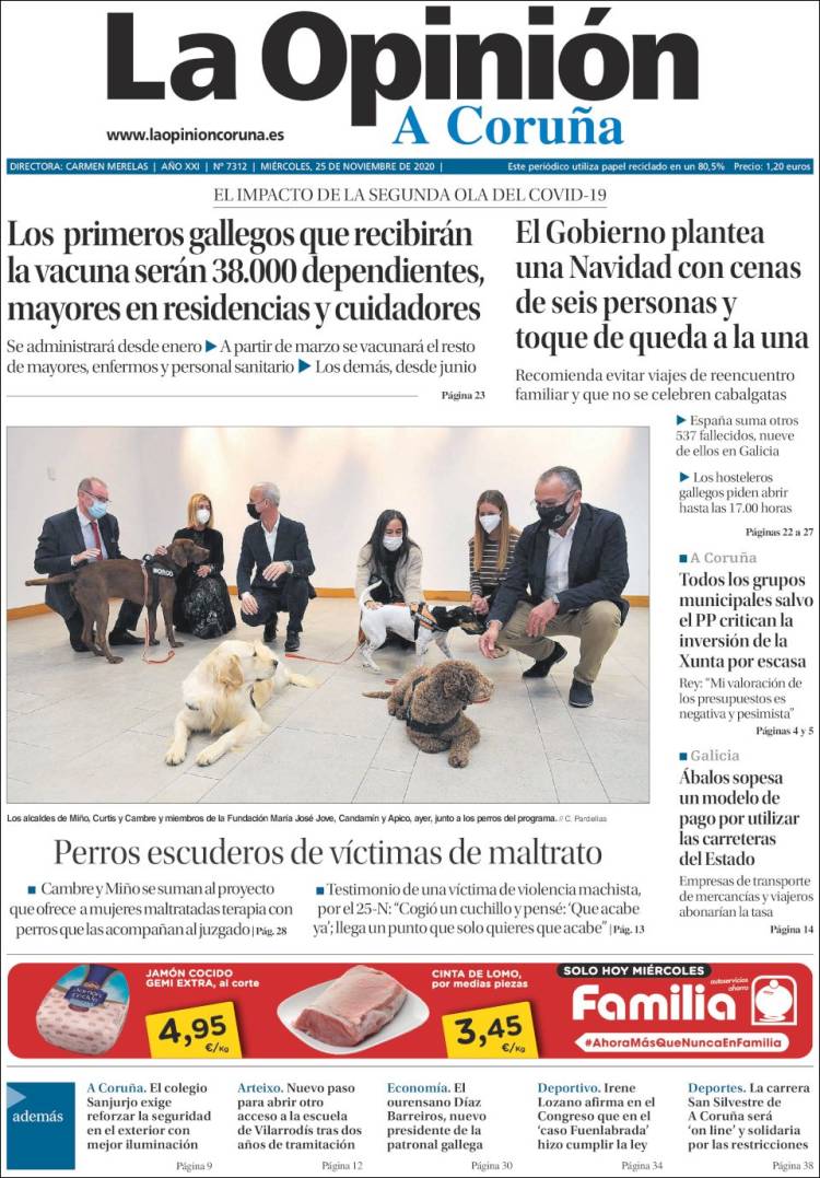 Portada de La Opinión de A Coruña (España)