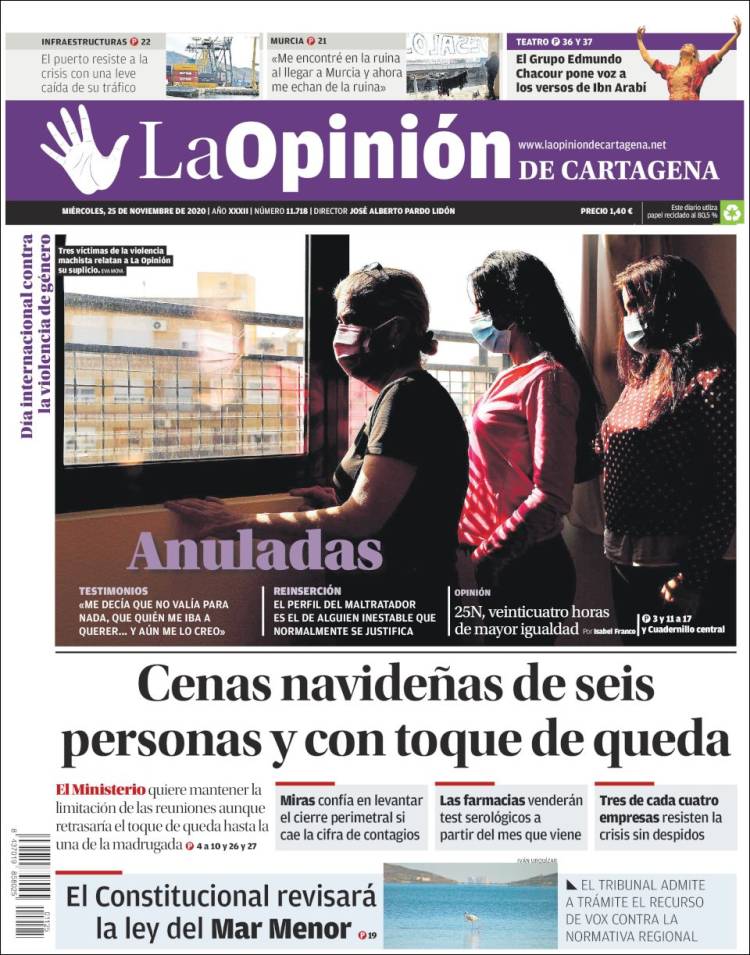 Portada de La Opinión de Murcia (España)