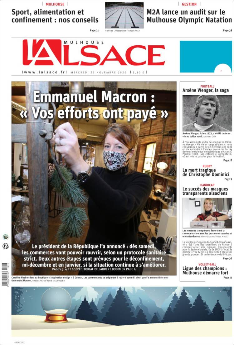 Portada de Journal L'Alsace (Francia)