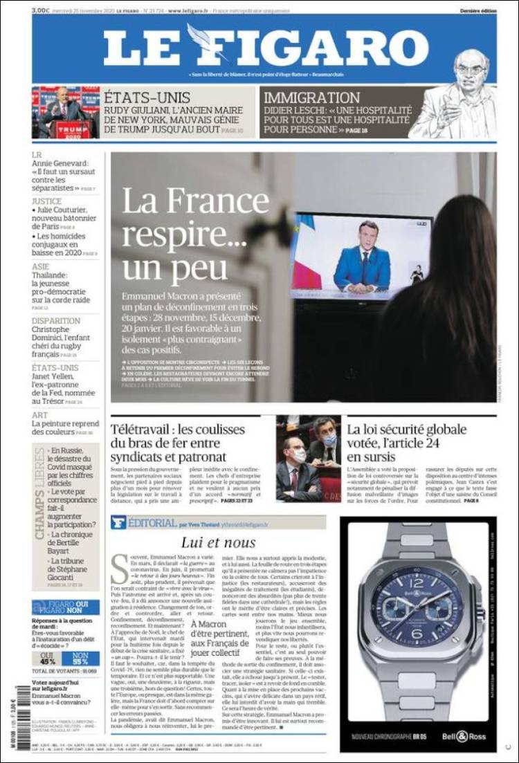 Portada de Le Figaro (Francia)