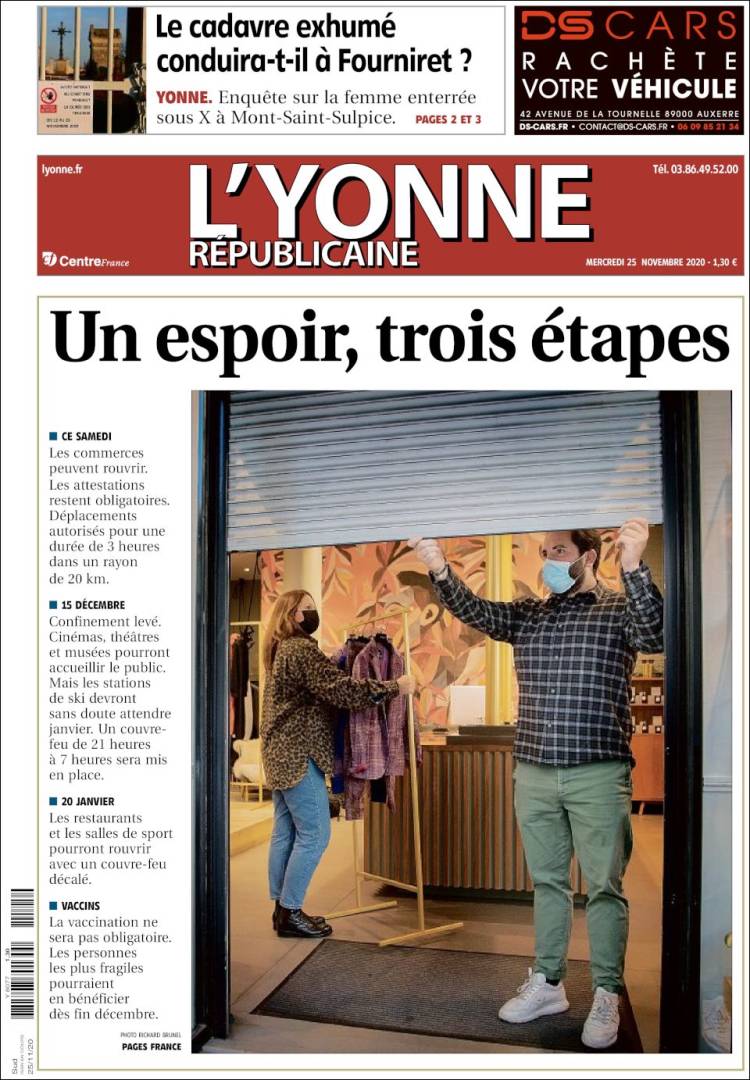 Portada de L'Yonne-Républicaine (Francia)