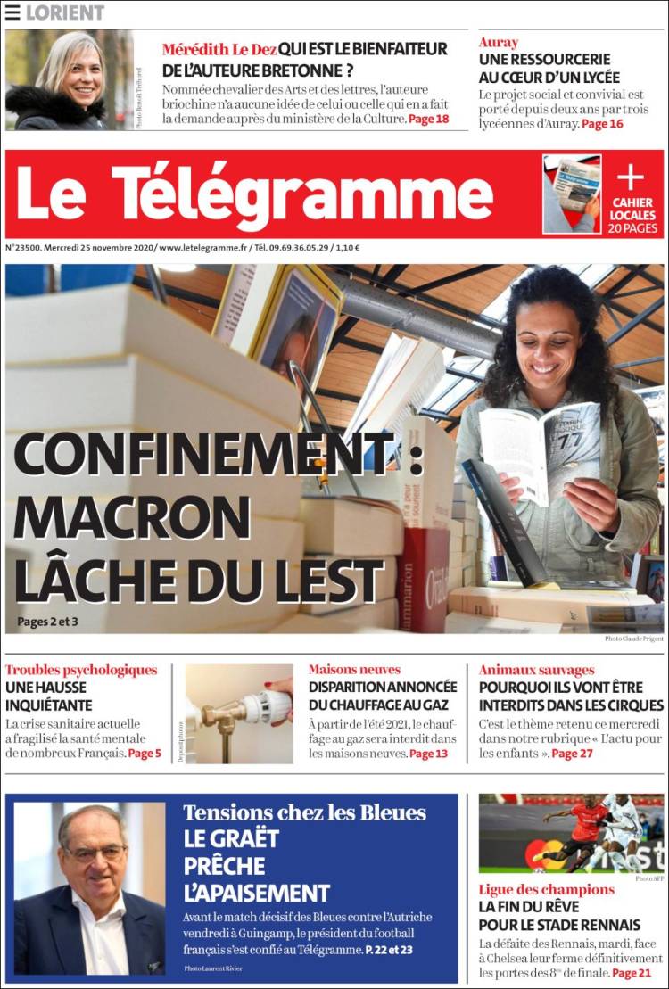 Portada de Télégramme (Francia)