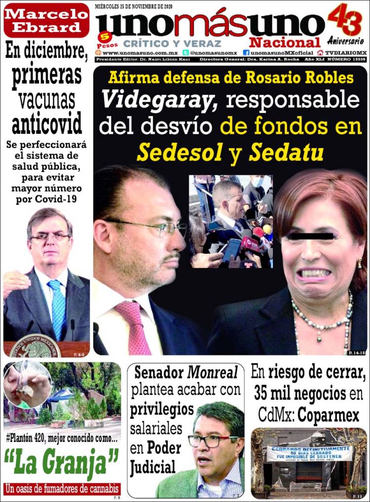 Portada de unomásuno (M&eacute;xico)