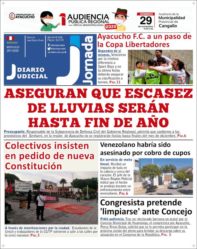 Portada de Diario Jornada (Perú)