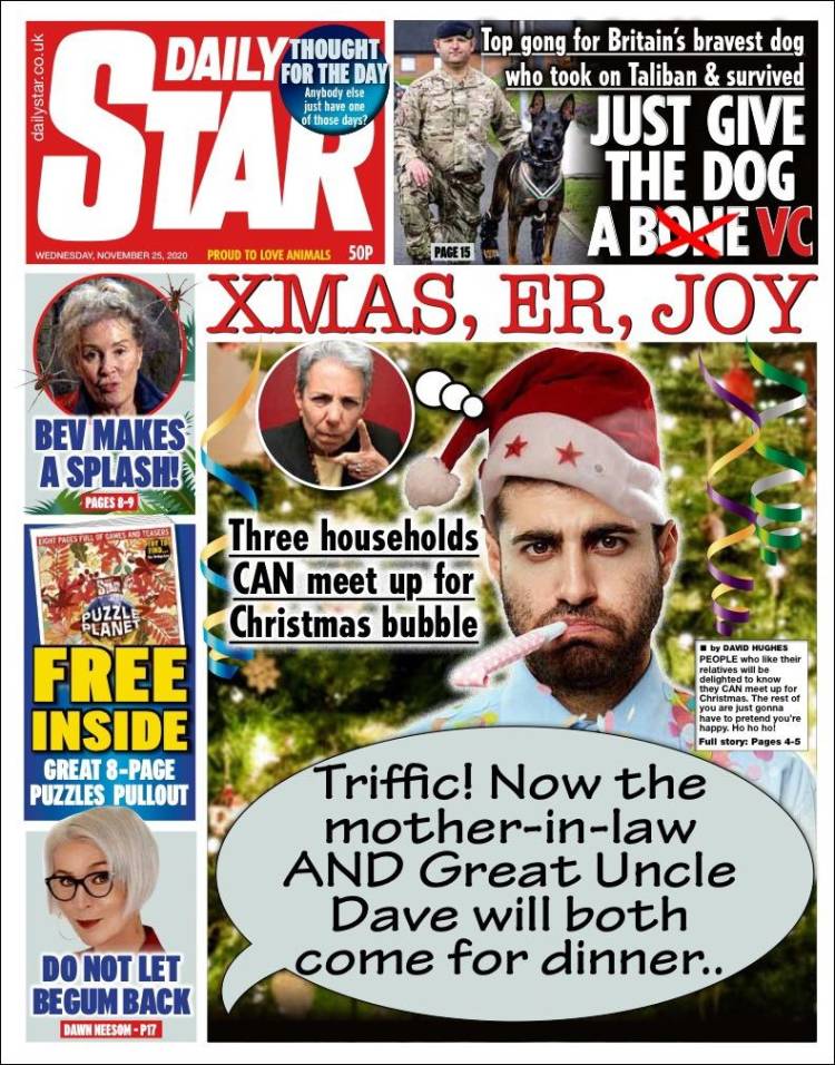 Portada de Daily Star (Reino Unido)