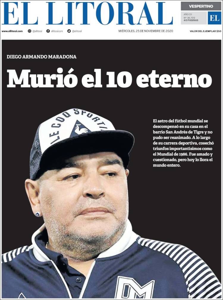 Portada de Diario El Litoral (Argentina)