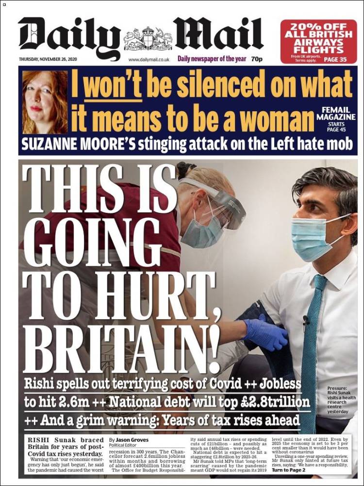 Portada de Daily Mail (Reino Unido)