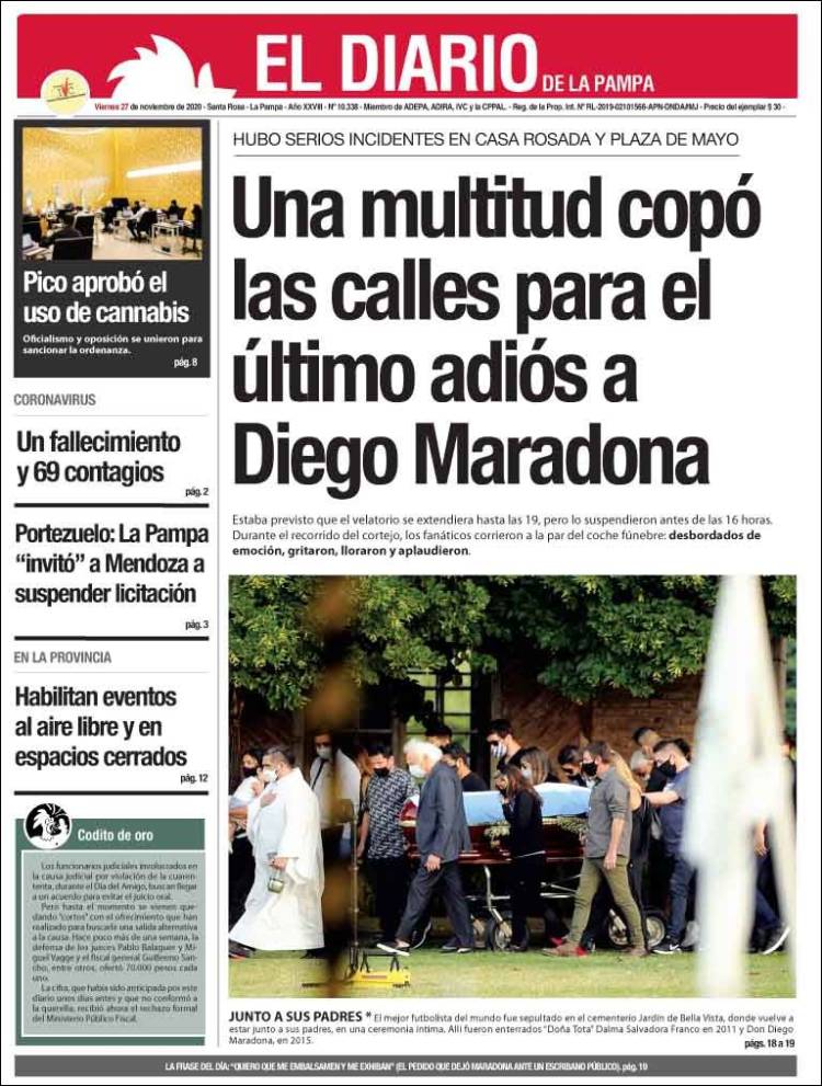 Portada de Diario de La Pampa (Argentina)