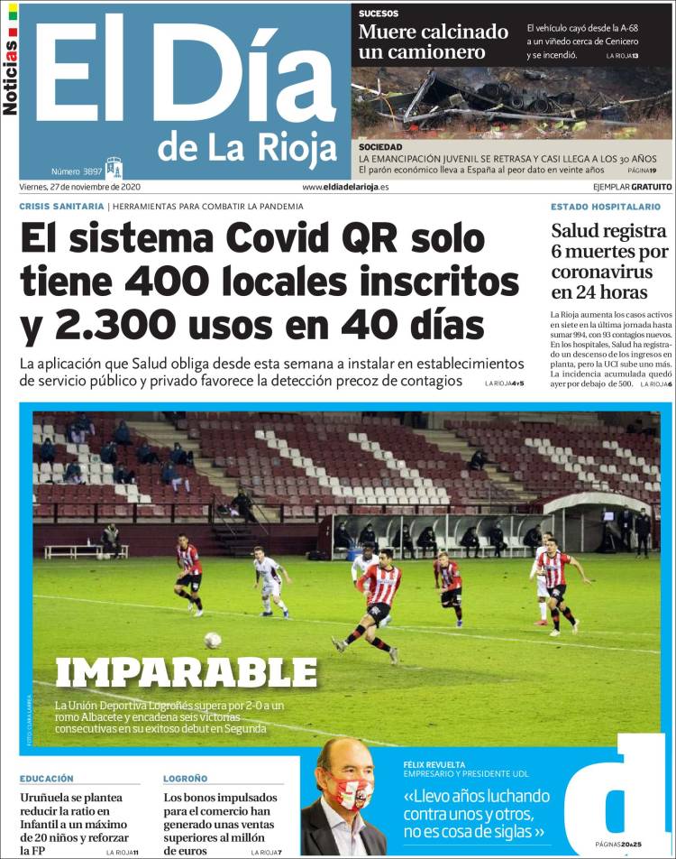 Portada de El Día de La Rioja (España)