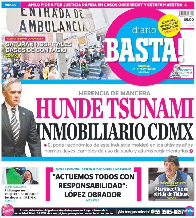 Portada de Diario Basta (México)