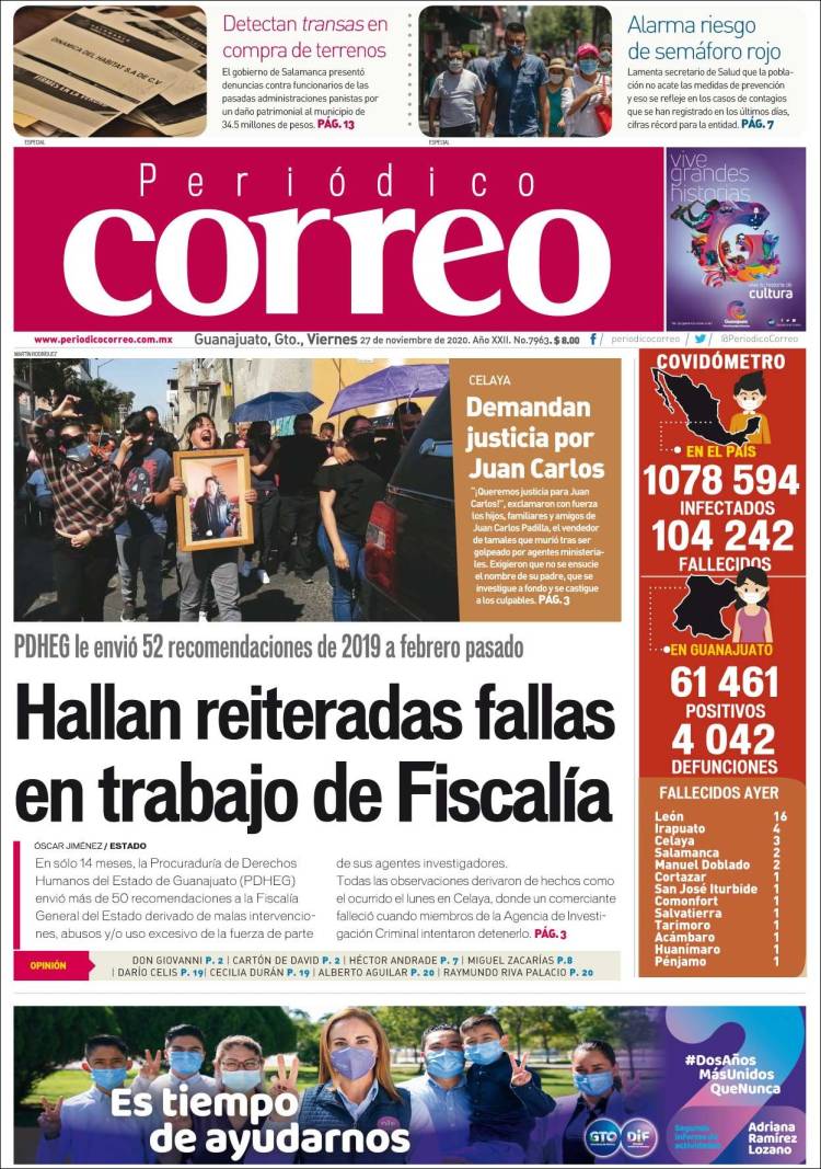 Portada de Correo - El diario del Estado de Guanajuato (México)