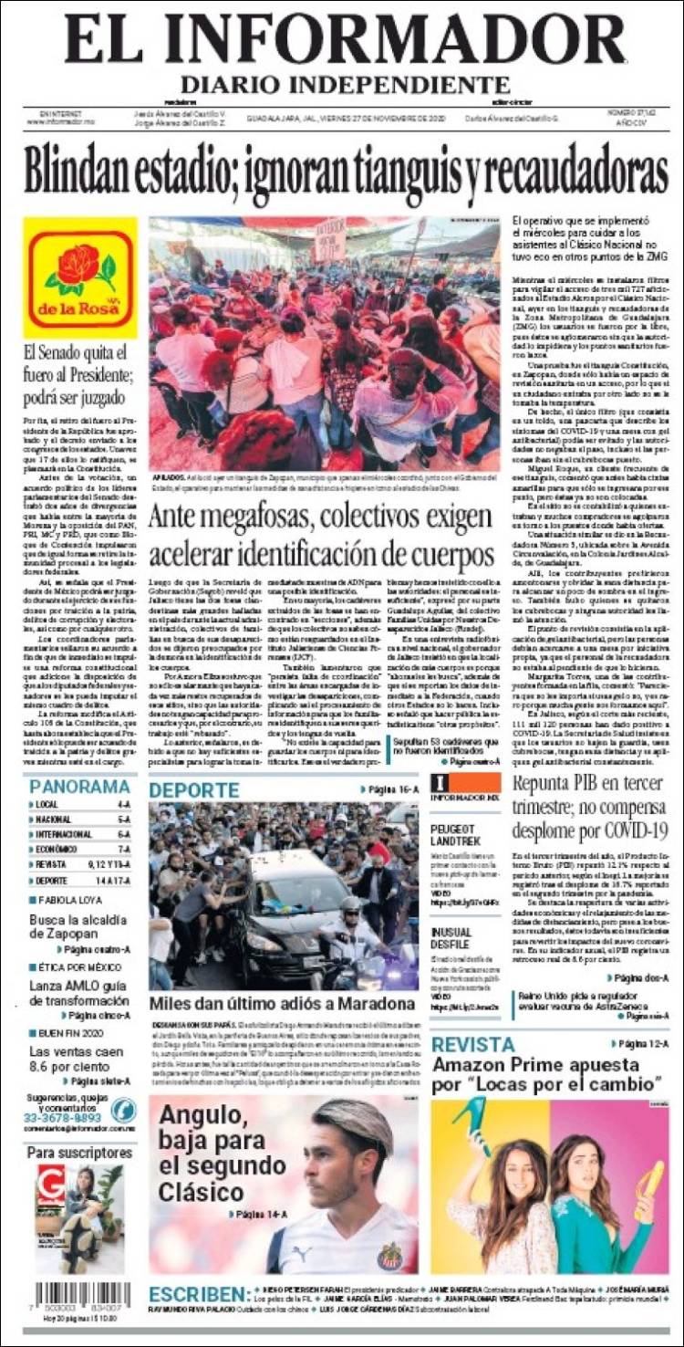 Portada de El Informador (México)