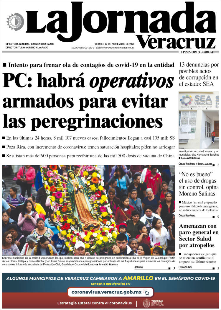 Portada de La Jornada Veracruz (México)