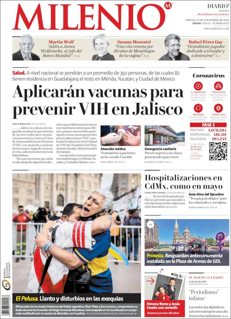 Portada de Milenio - Jalisco (México)