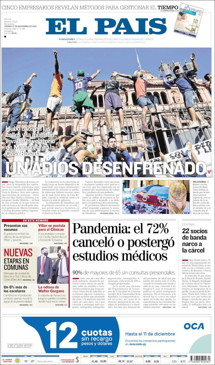 Portada de El País (Uruguay)